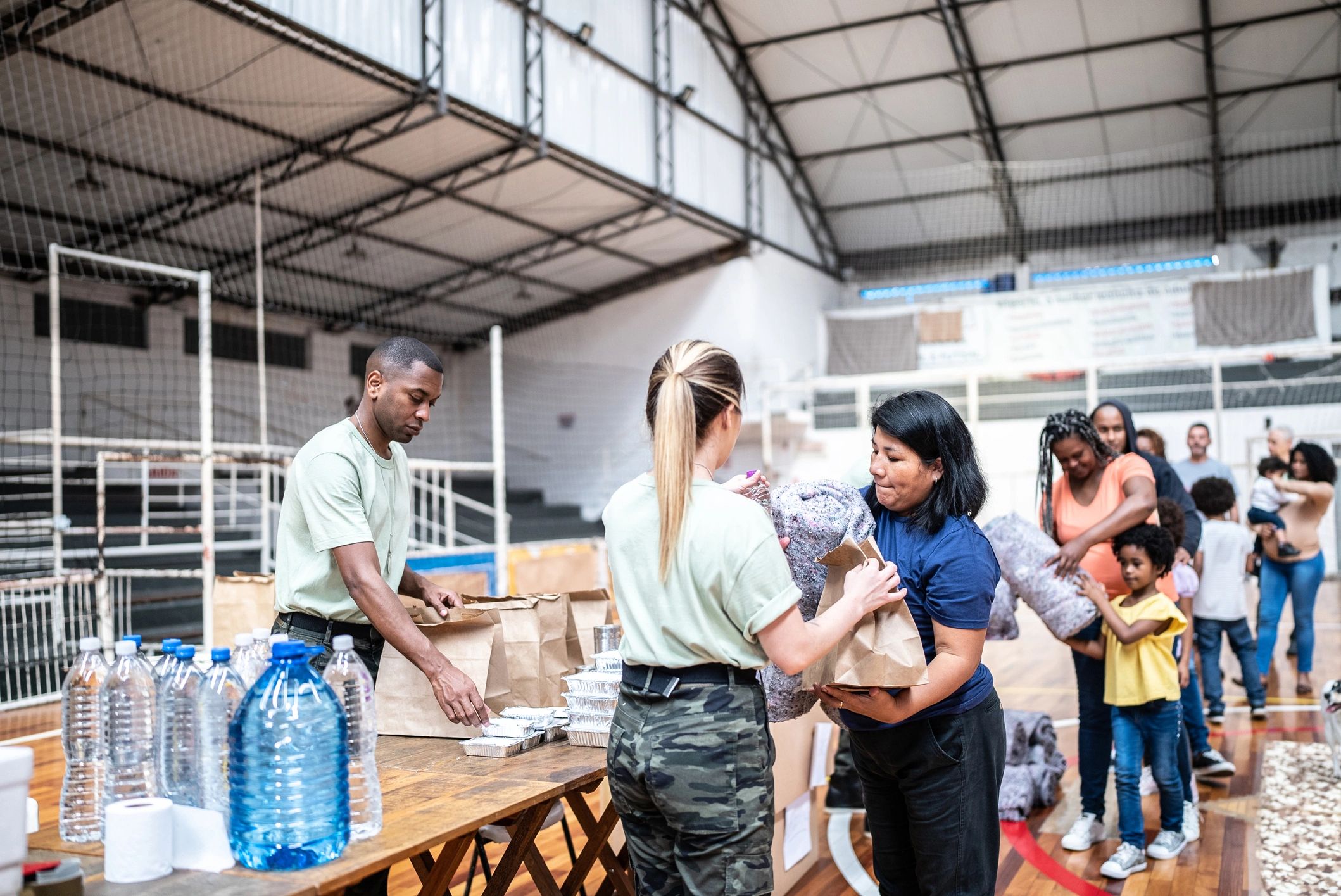 People offering practical support and care in a community setting